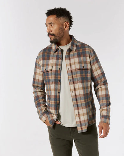 Generation Knit Shirt in Tan Plaid