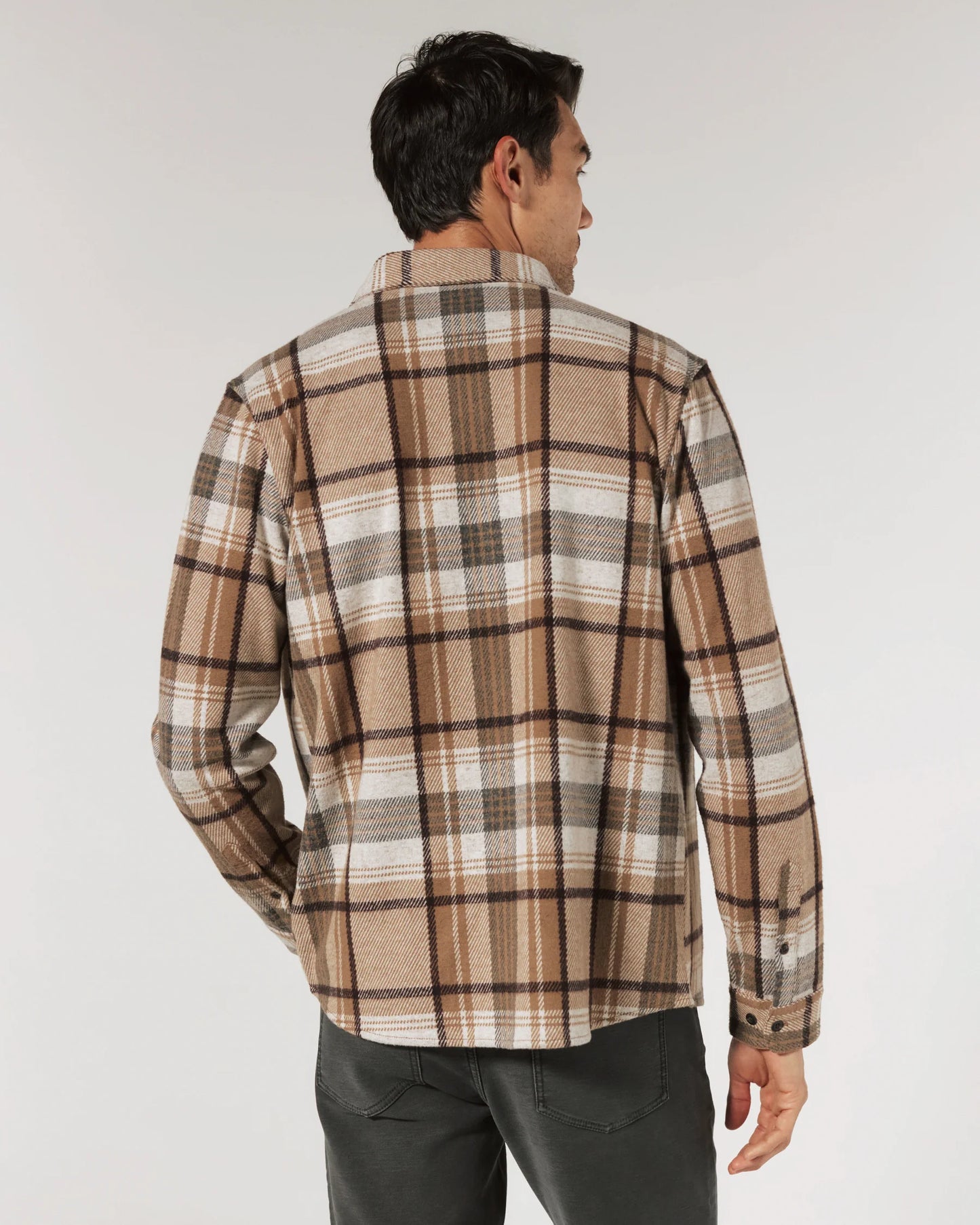 Generation Knit Shirt in Camel Plaid