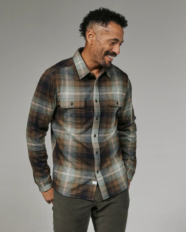 Generation Knit Shirt in Toffee Plaid