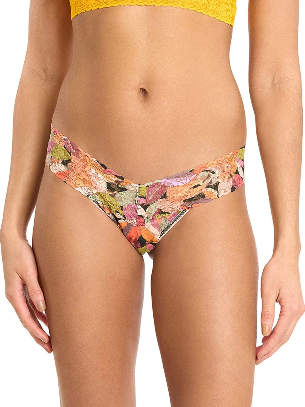 Signature Lace Thong in Multi Leaf Print | Hanky Panky