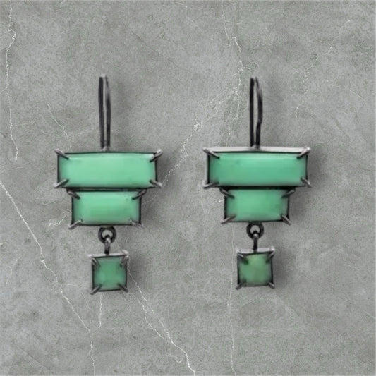 Chrysoprase Faceted Deco Drop Earrings