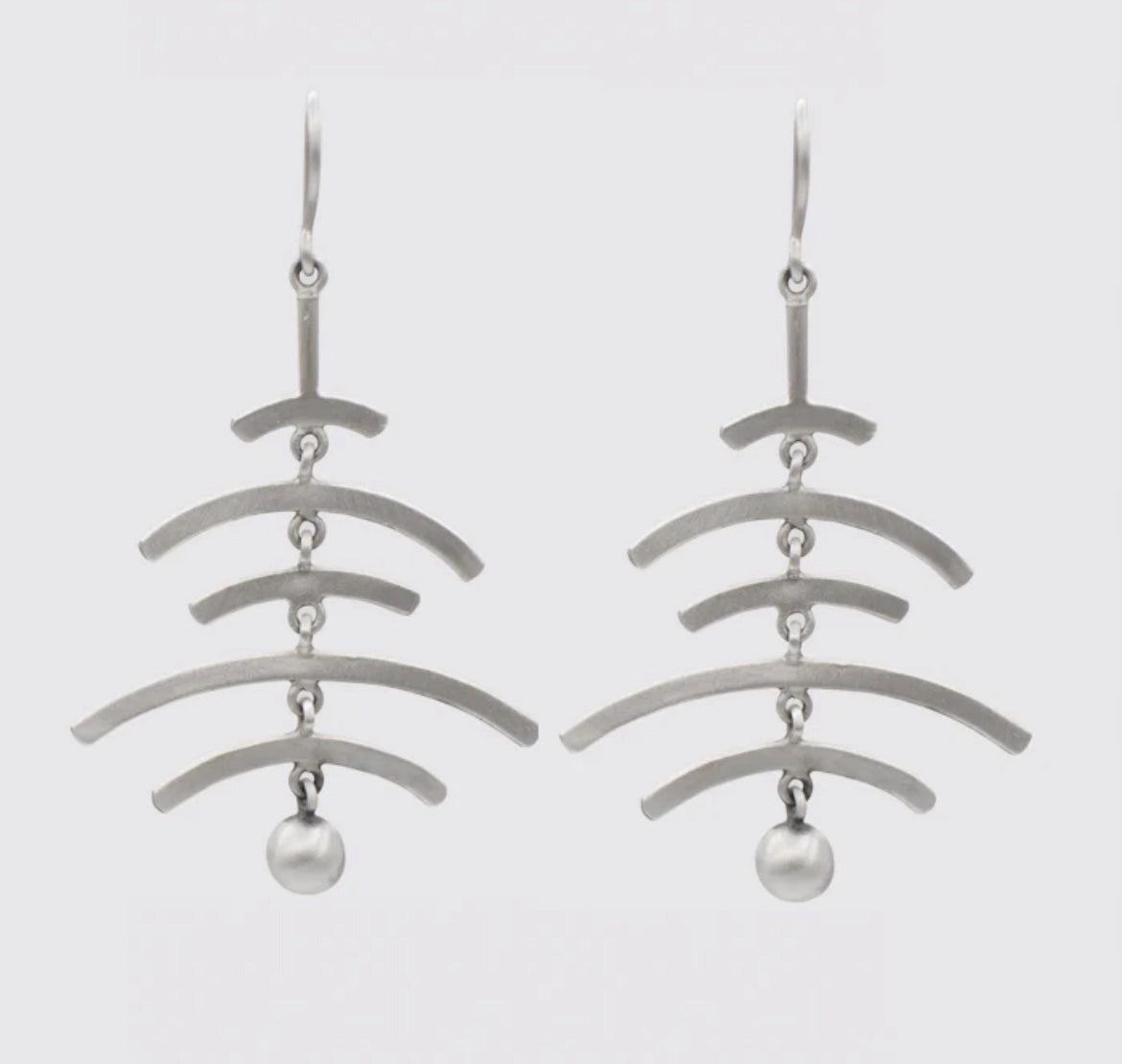 Large Arcs with Ball Dangle Earrings in Silver