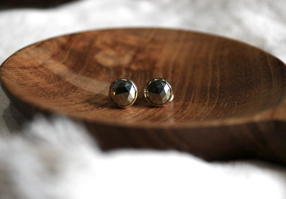 Rose Cut Pyrite Post Earrings