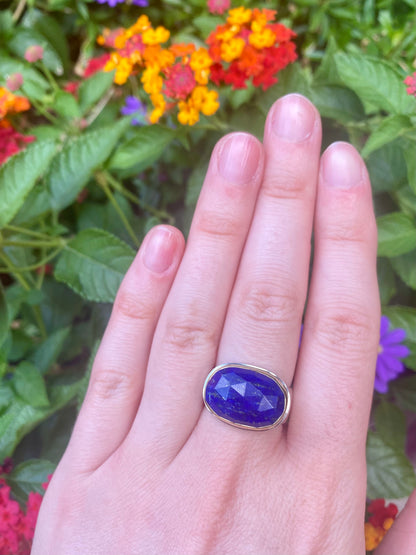 Rose Cut Lapis Ring