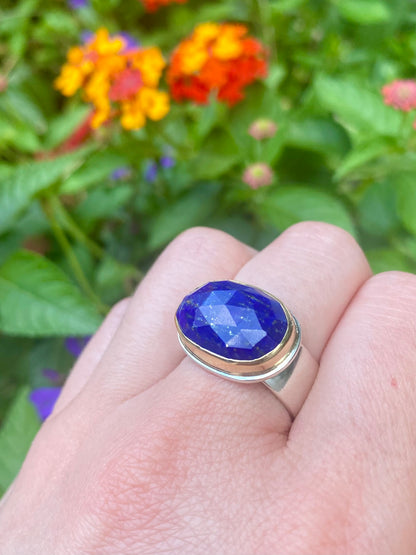 Rose Cut Lapis Ring