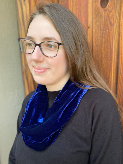 Velvet Infinity Scarf in Indigo