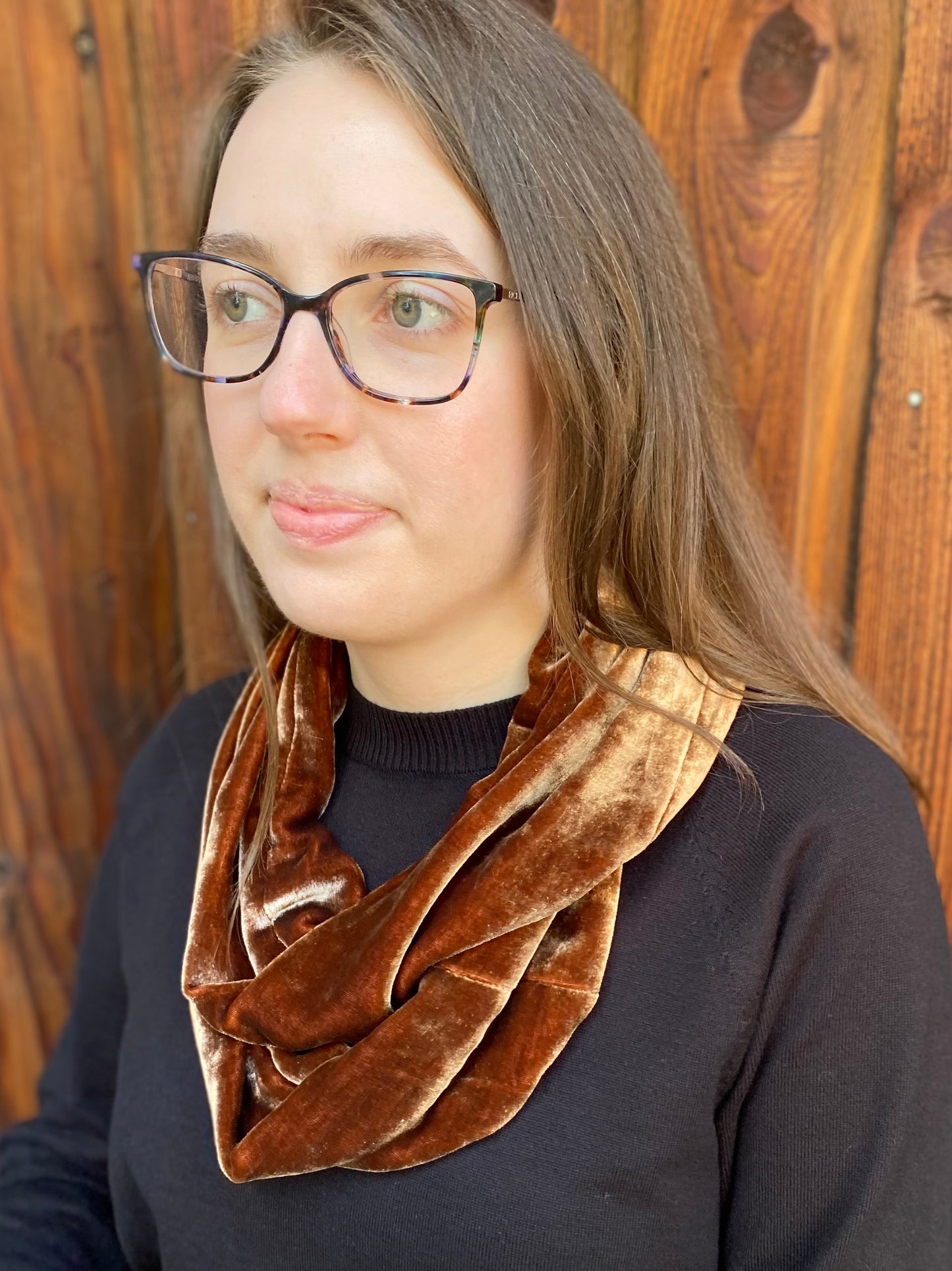 Velvet Infinity Scarf in Bronze