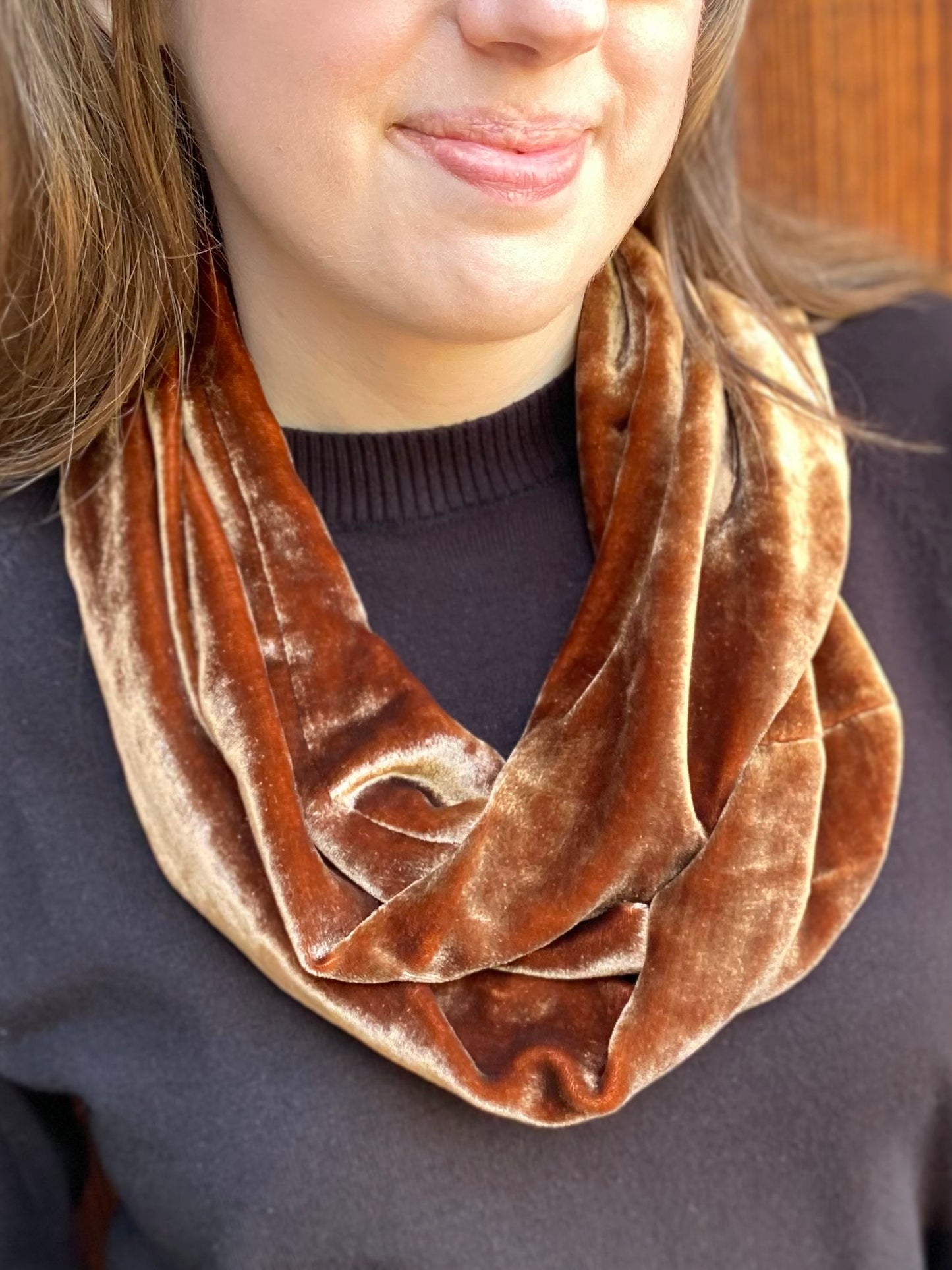 Velvet Infinity Scarf in Bronze