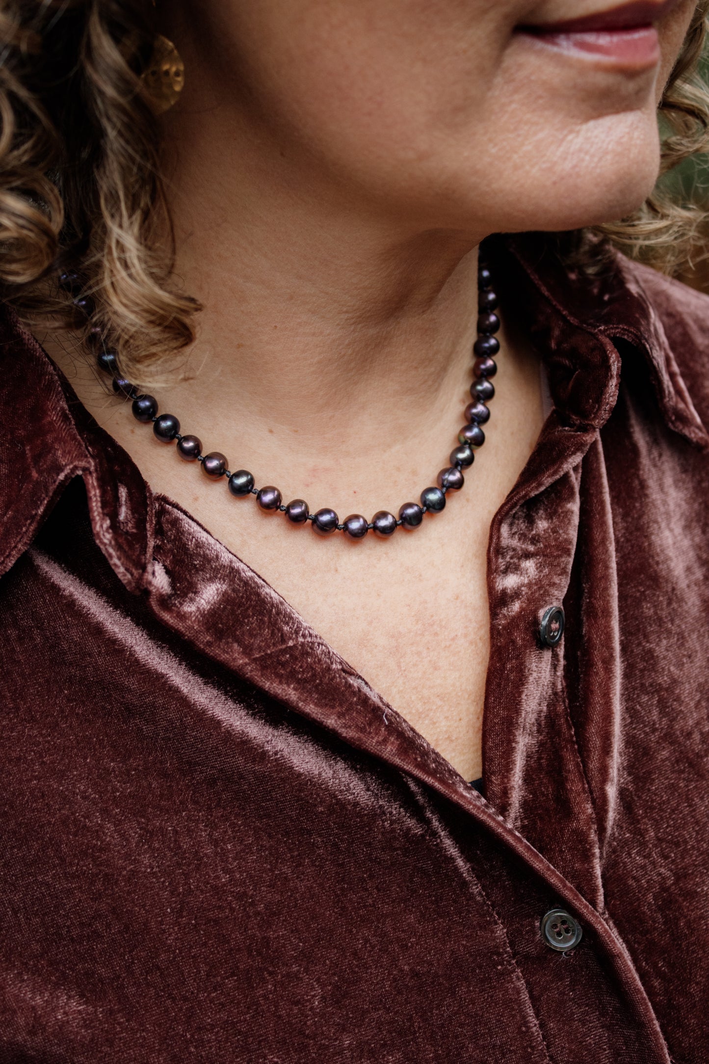 Knotted Grey Pearl Necklace