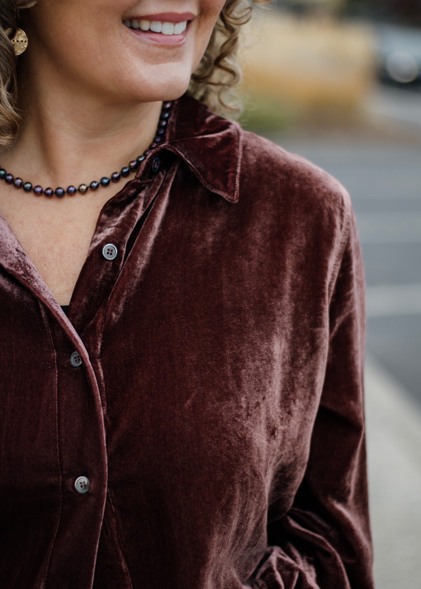 Mirabelle Velvet Blouse in Marron