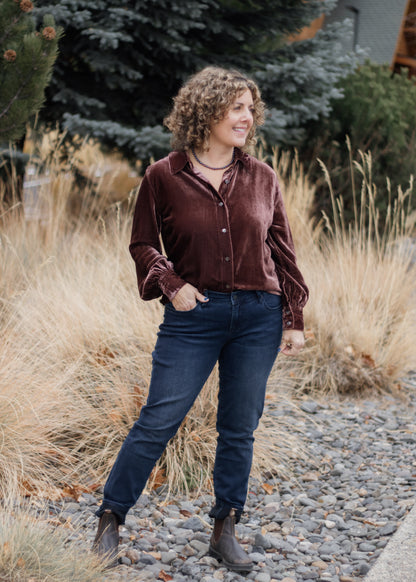 Mirabelle Velvet Blouse in Marron