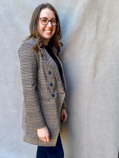 Double Breasted Houndstooth Blazer