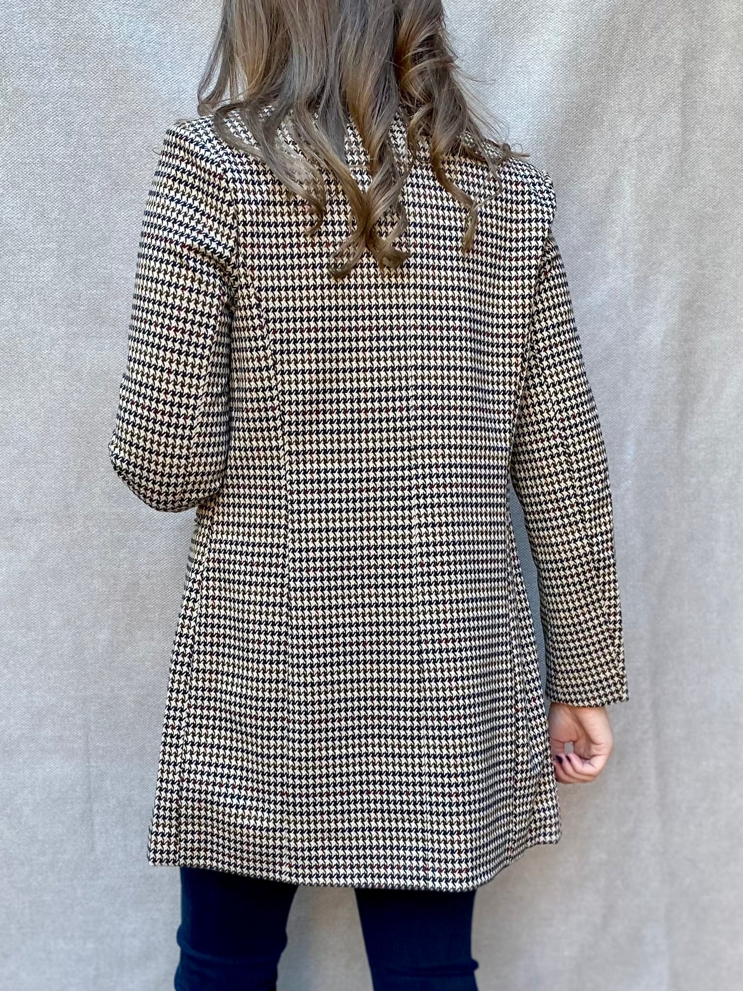 Double Breasted Houndstooth Blazer