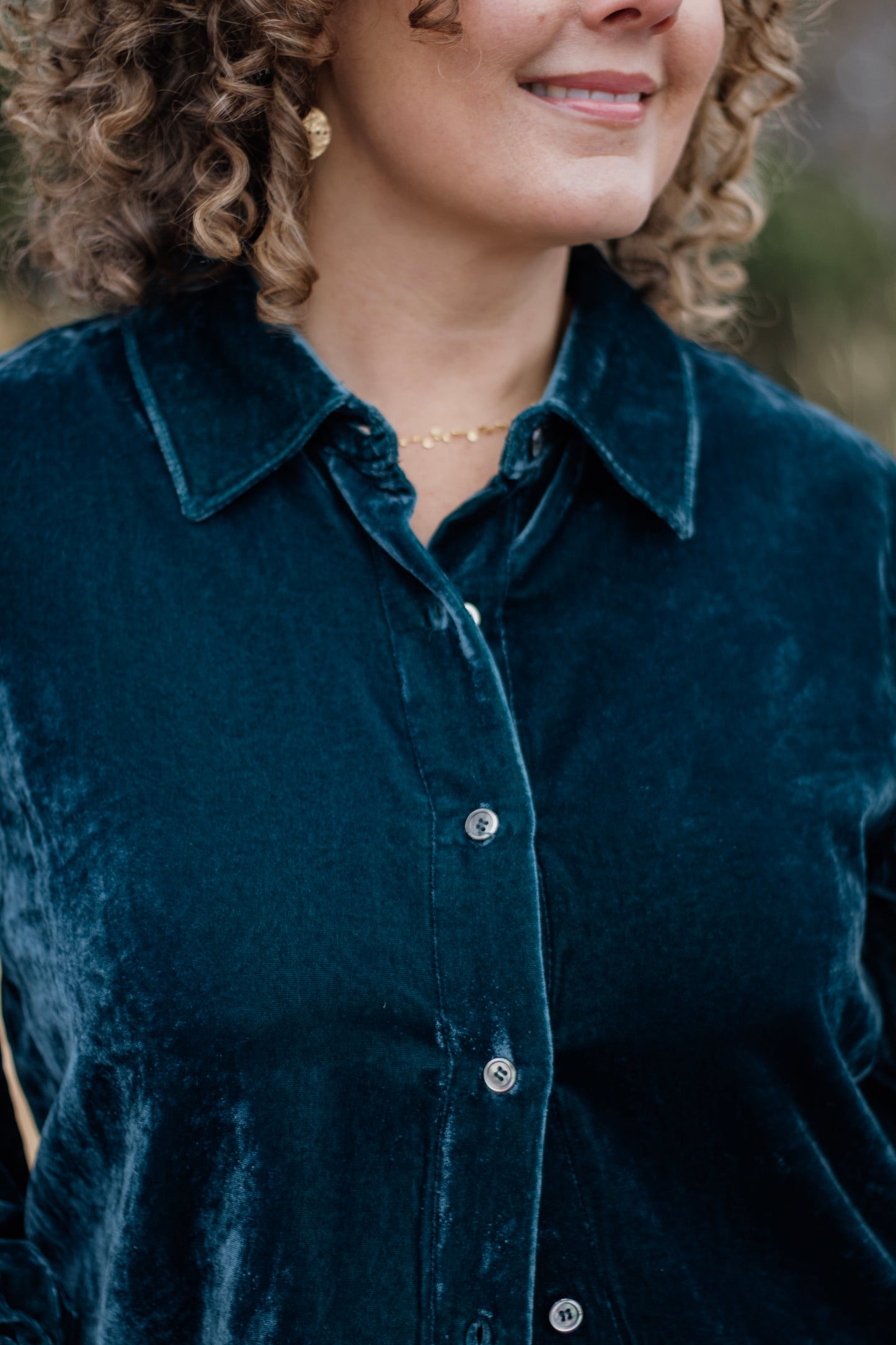 Mirabelle Velvet Blouse in Deep Teal