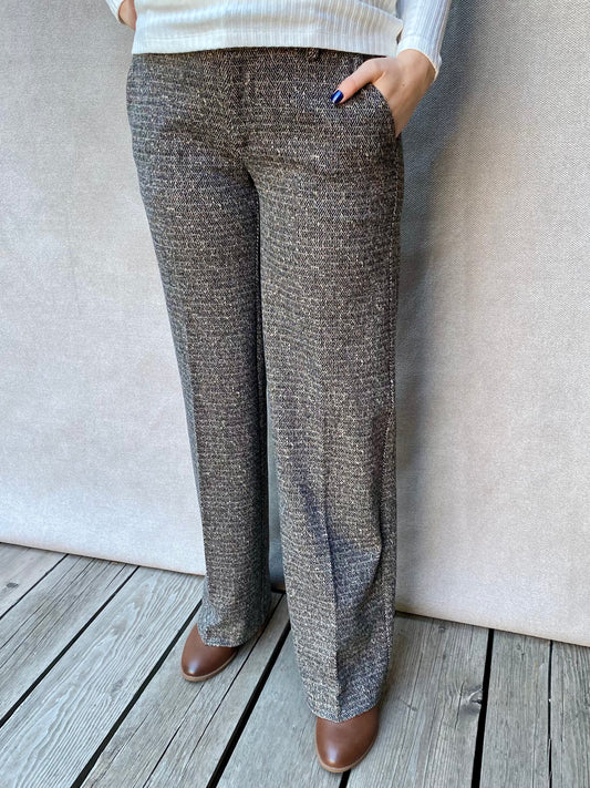 Kelsey Wide Leg Herringbone Trouser