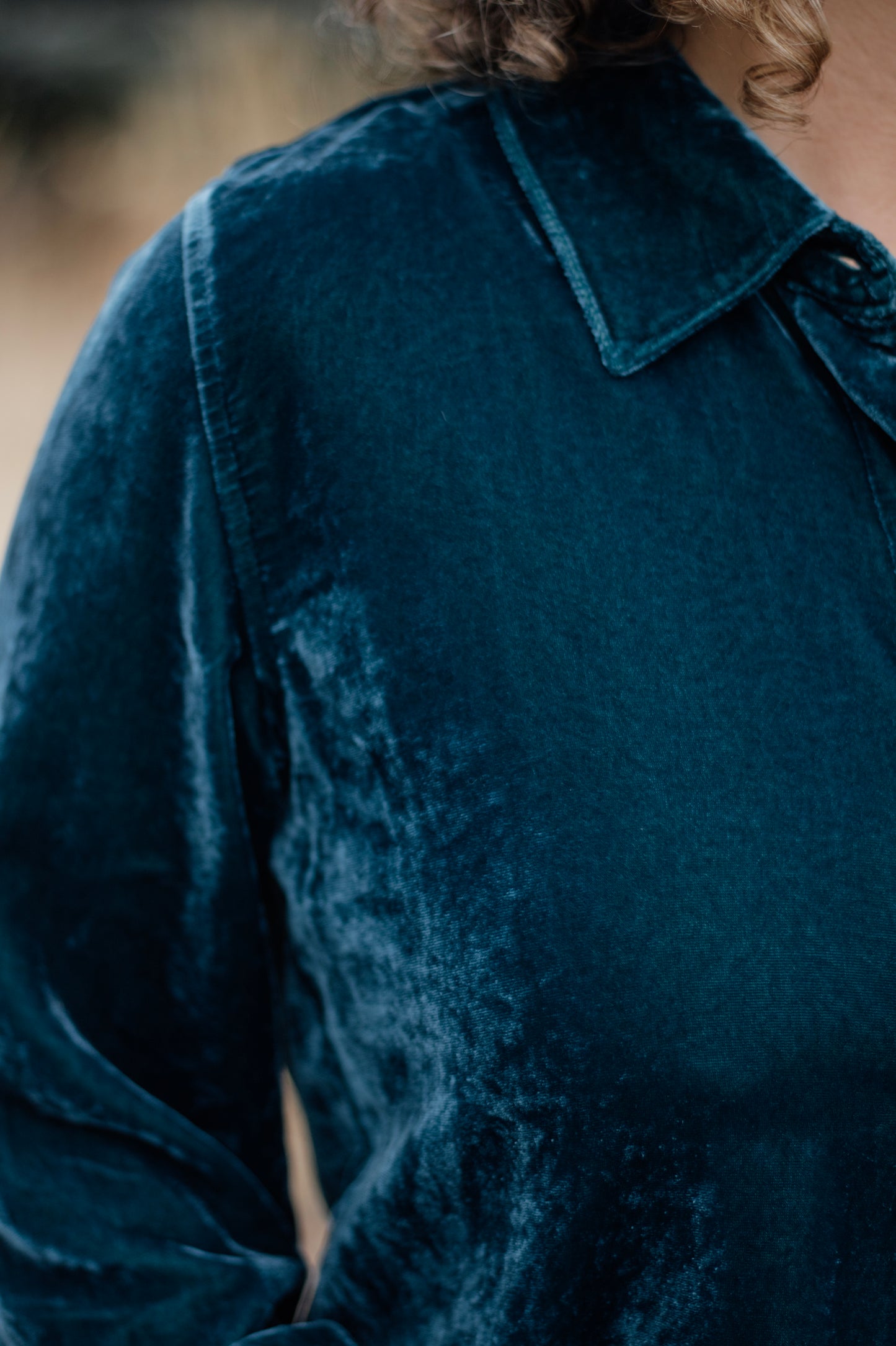 Mirabelle Velvet Blouse in Deep Teal