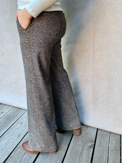 Kelsey Wide Leg Herringbone Trouser