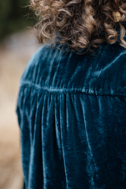 Mirabelle Velvet Blouse in Deep Teal