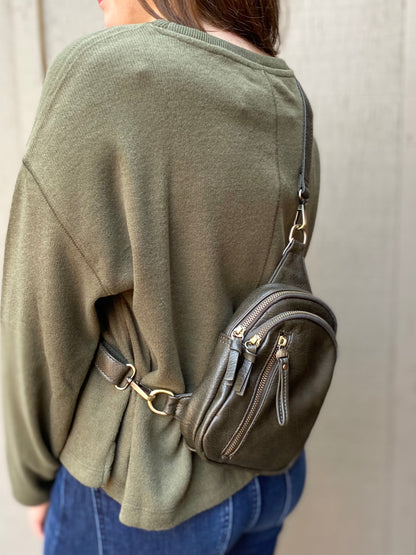 Skyler Sling Bag in Dark Moss
