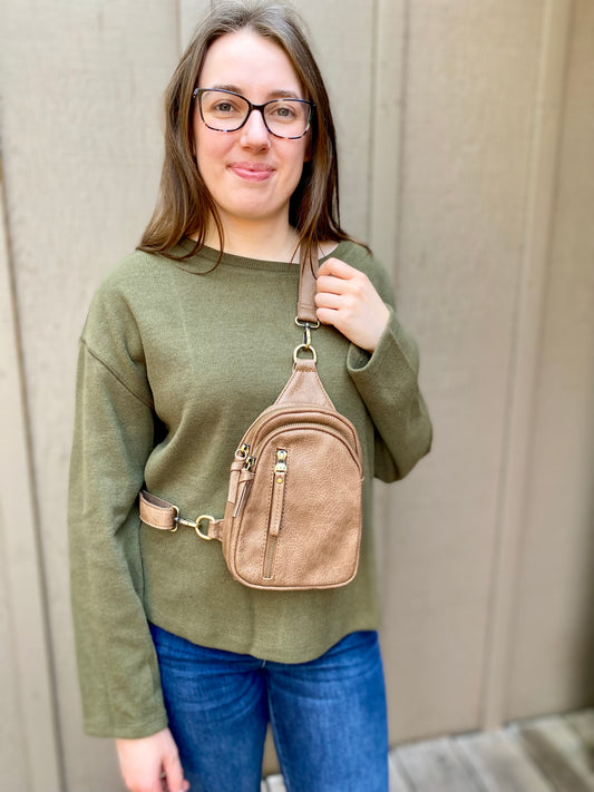 Skyler Sling Bag in Taupe