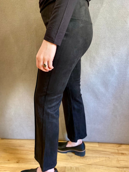 Pearl Pintucked Crop Flare in Black