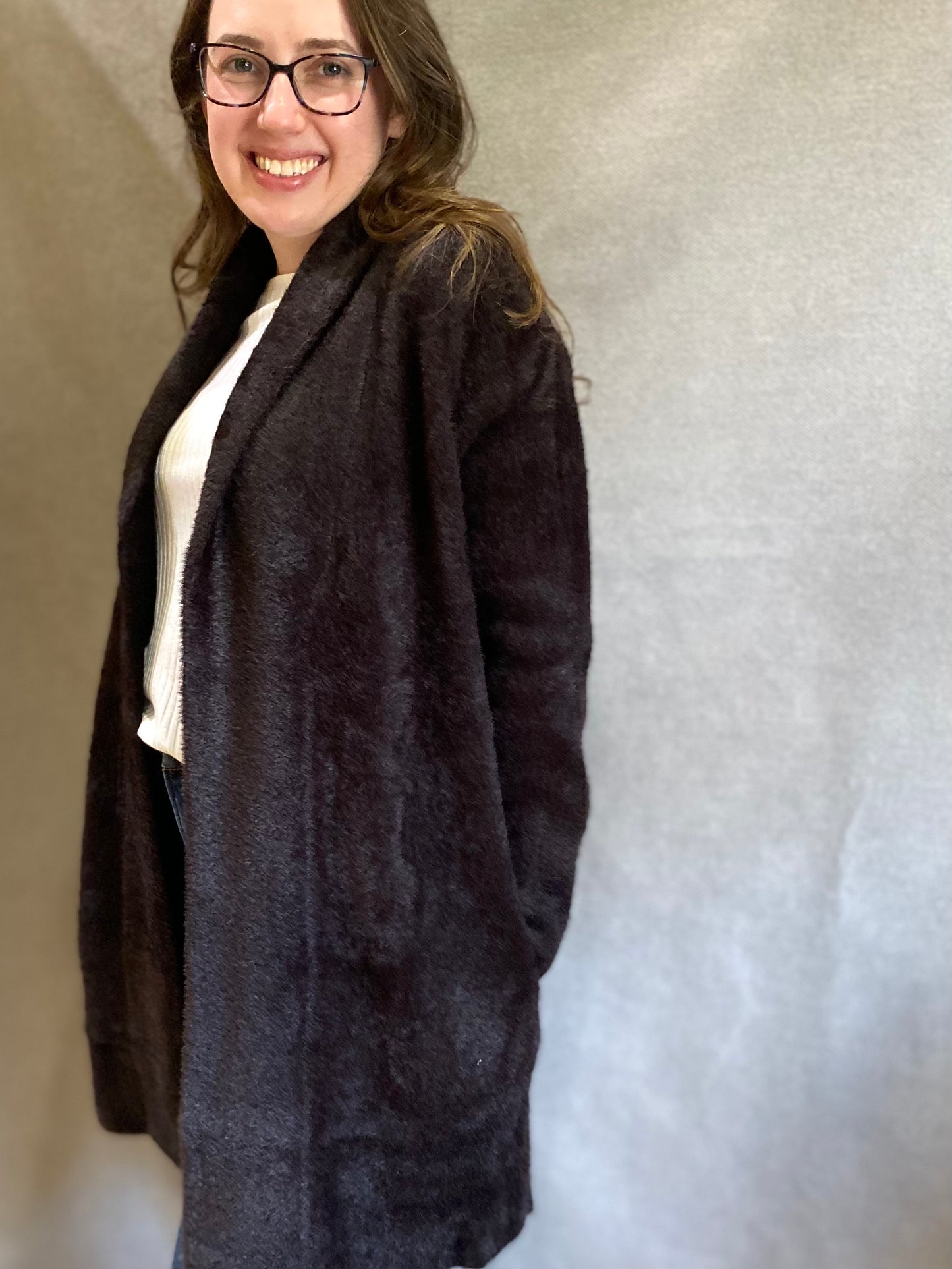 Plus Size Sweater Coat in Mink