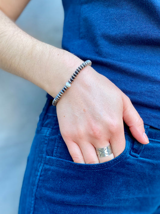 Silver Saucer Bead Bracelet