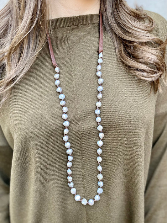 Silver Pearl Wrap Necklace