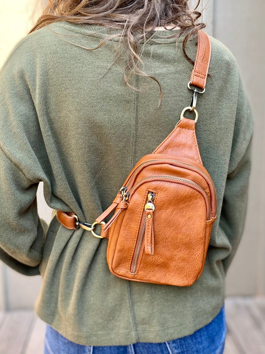 Skyler Sling Bag in Cognac