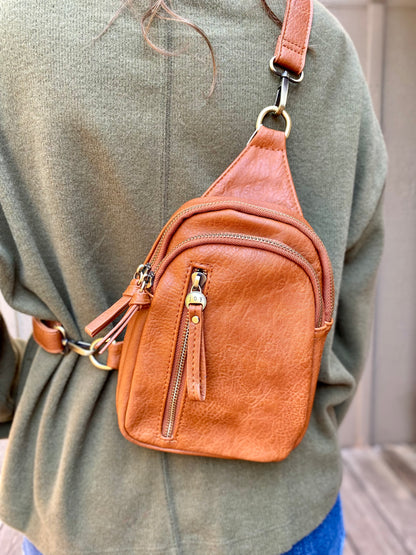 Skyler Sling Bag in Cognac