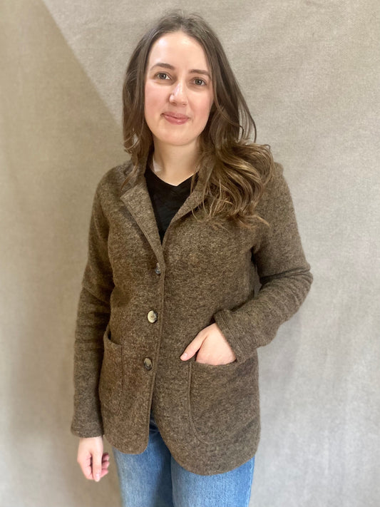 Boiled Wool Pocket Blazer in Saddle