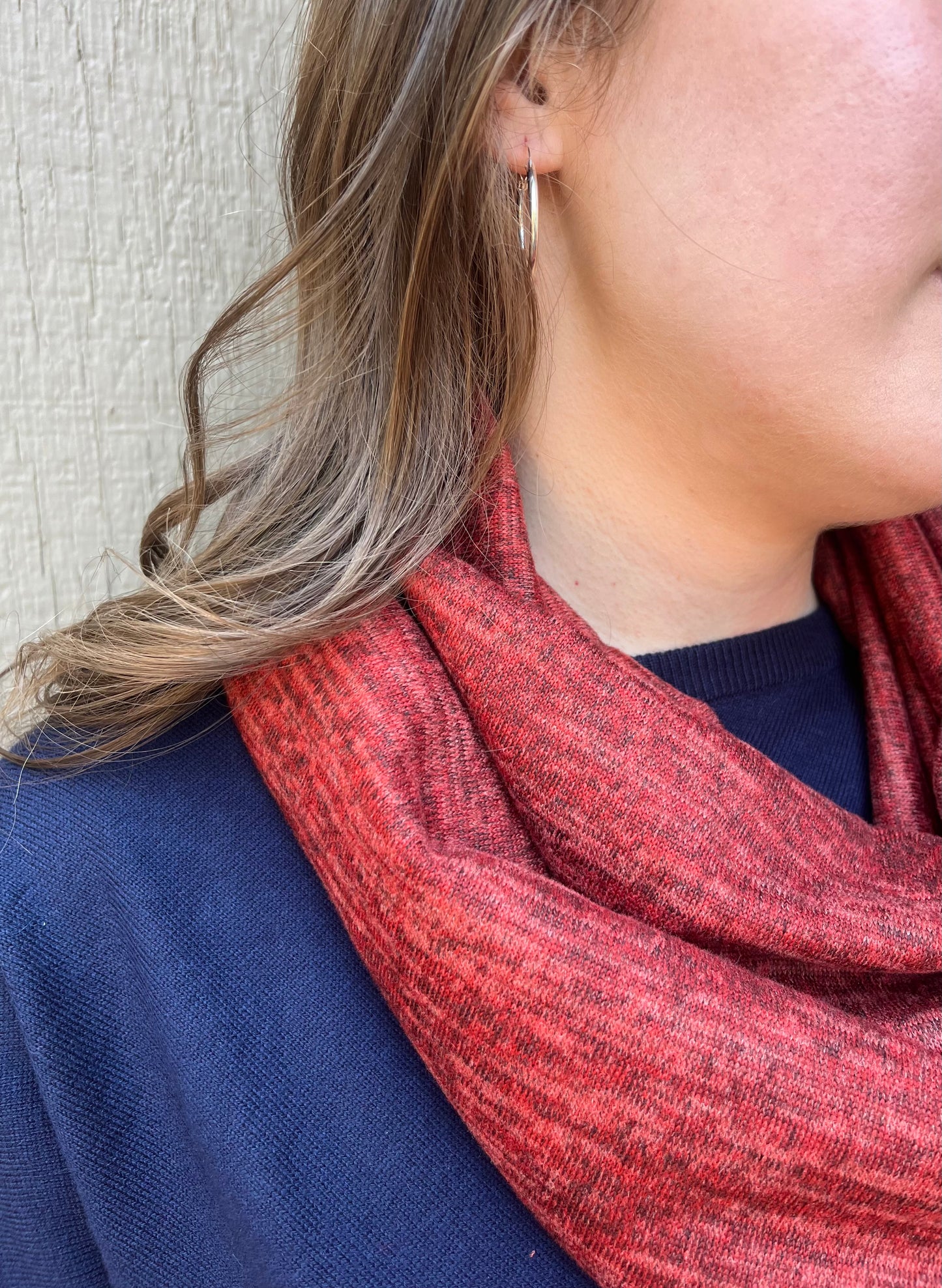 Jersey Knit Infinity Scarf in Rust