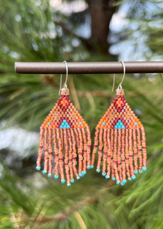 Rust & Turquoise Beaded Earrings