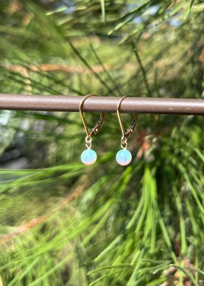 White Opal Drop Earrings