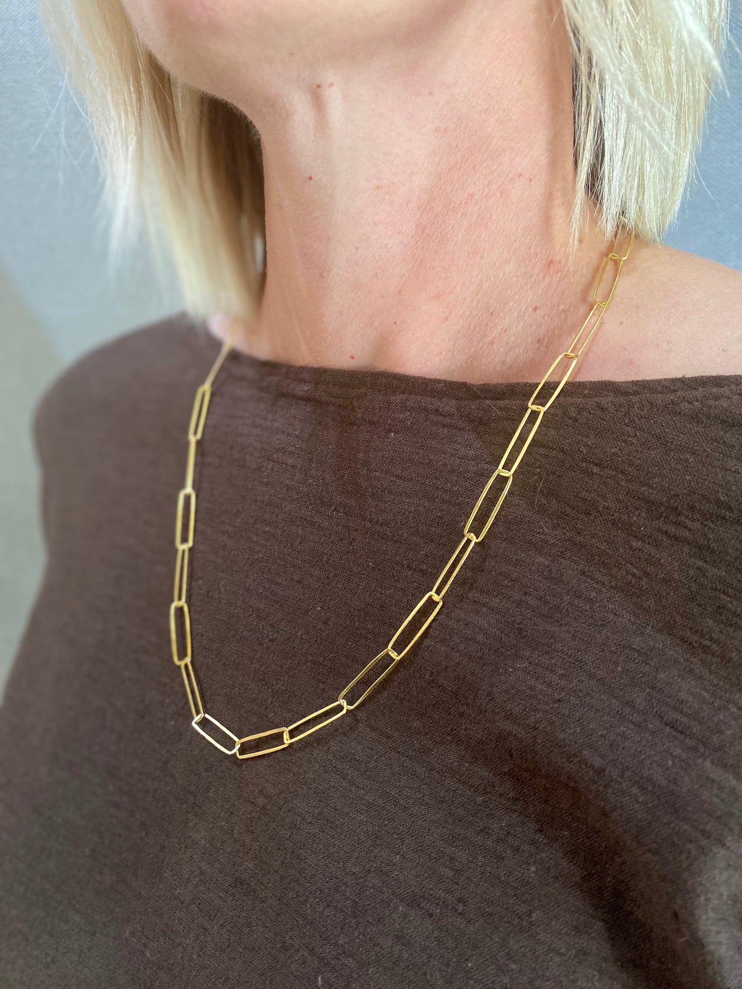 Gold Paperclip Handmade Chain Necklace