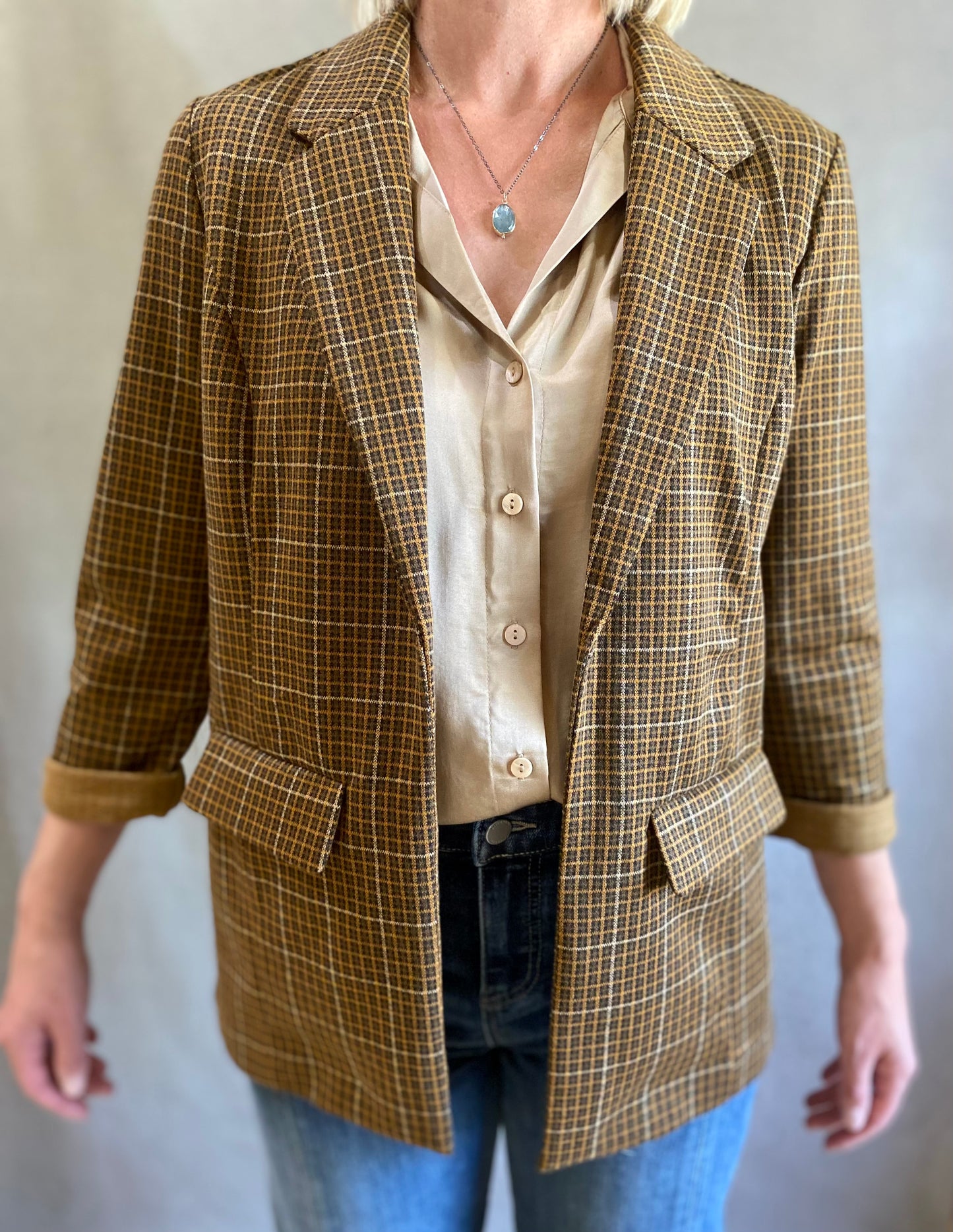 Boyfriend Blazer in Jasper Brown Plaid