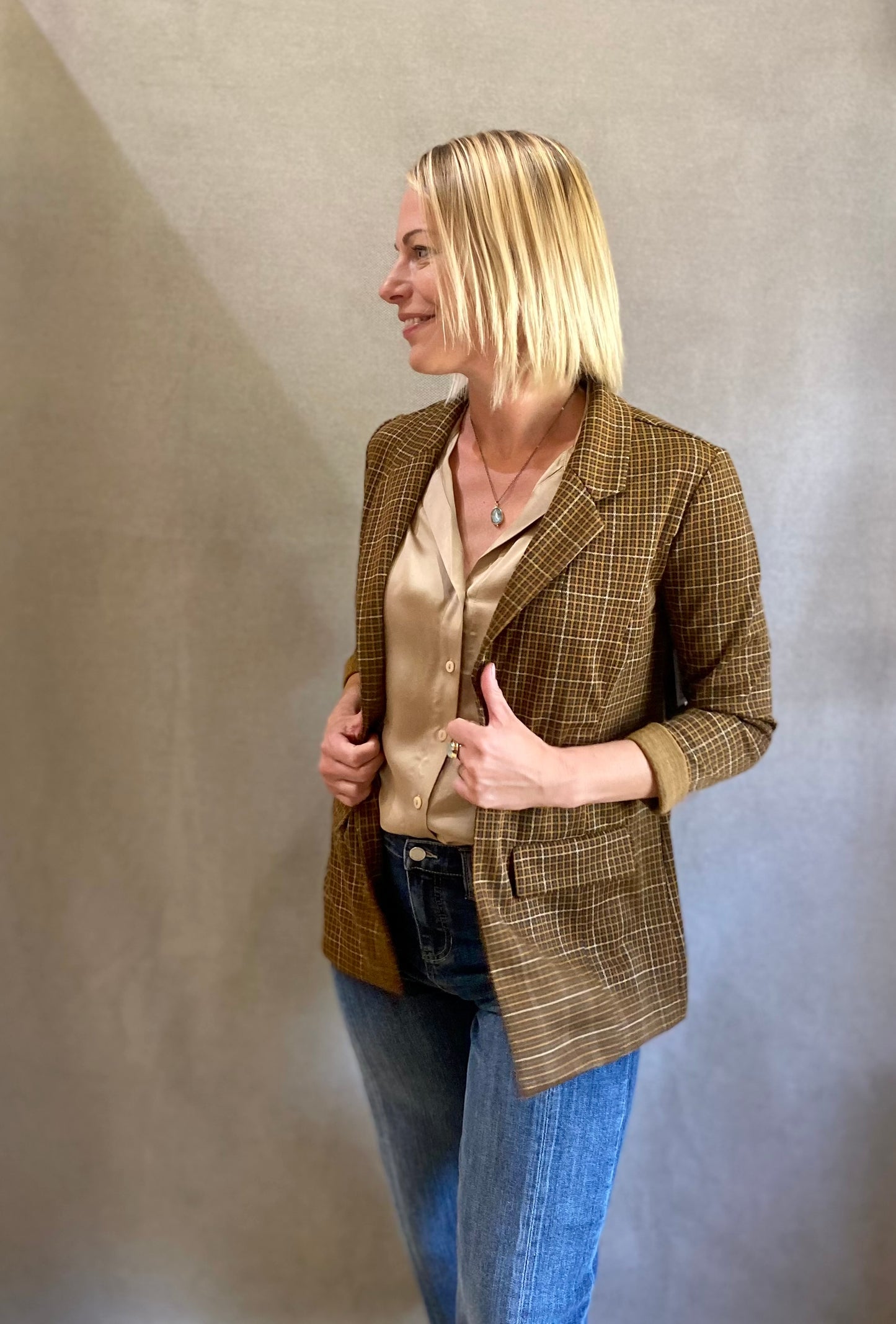 Boyfriend Blazer in Jasper Brown Plaid