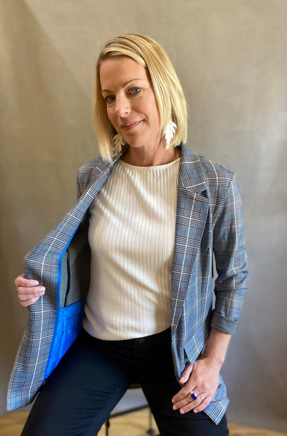 Boyfriend Blazer in Blue Topaz Plaid