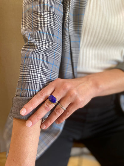 Rose Cut Lapis Ring