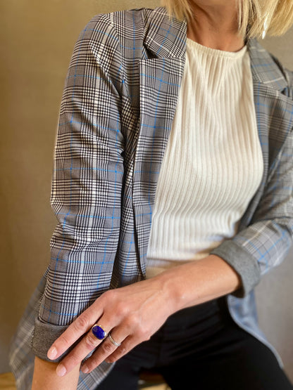 Boyfriend Blazer in Blue Topaz Plaid