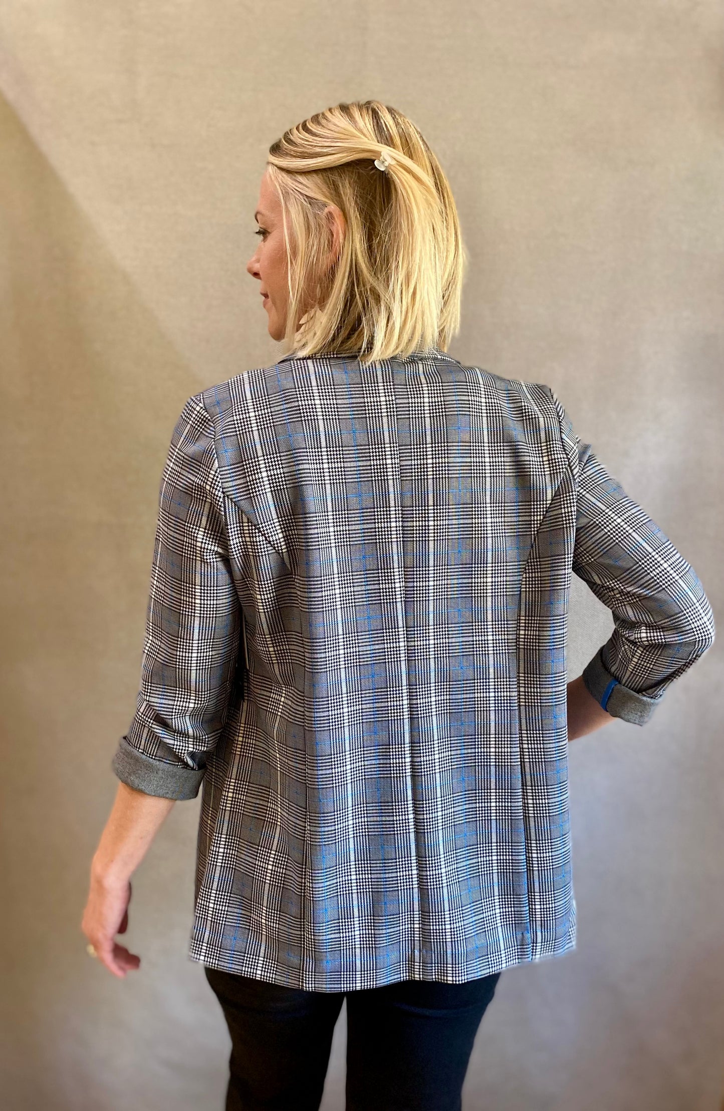 Boyfriend Blazer in Blue Topaz Plaid