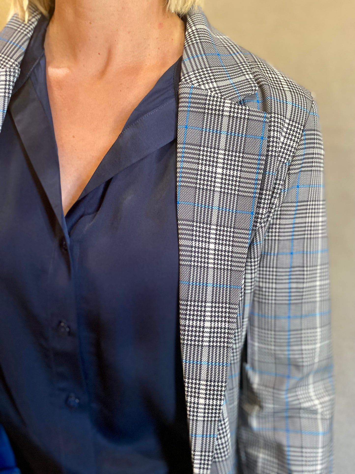 Boyfriend Blazer in Blue Topaz Plaid