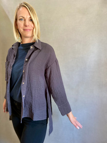 A-Line Split Blouse in Anthracite