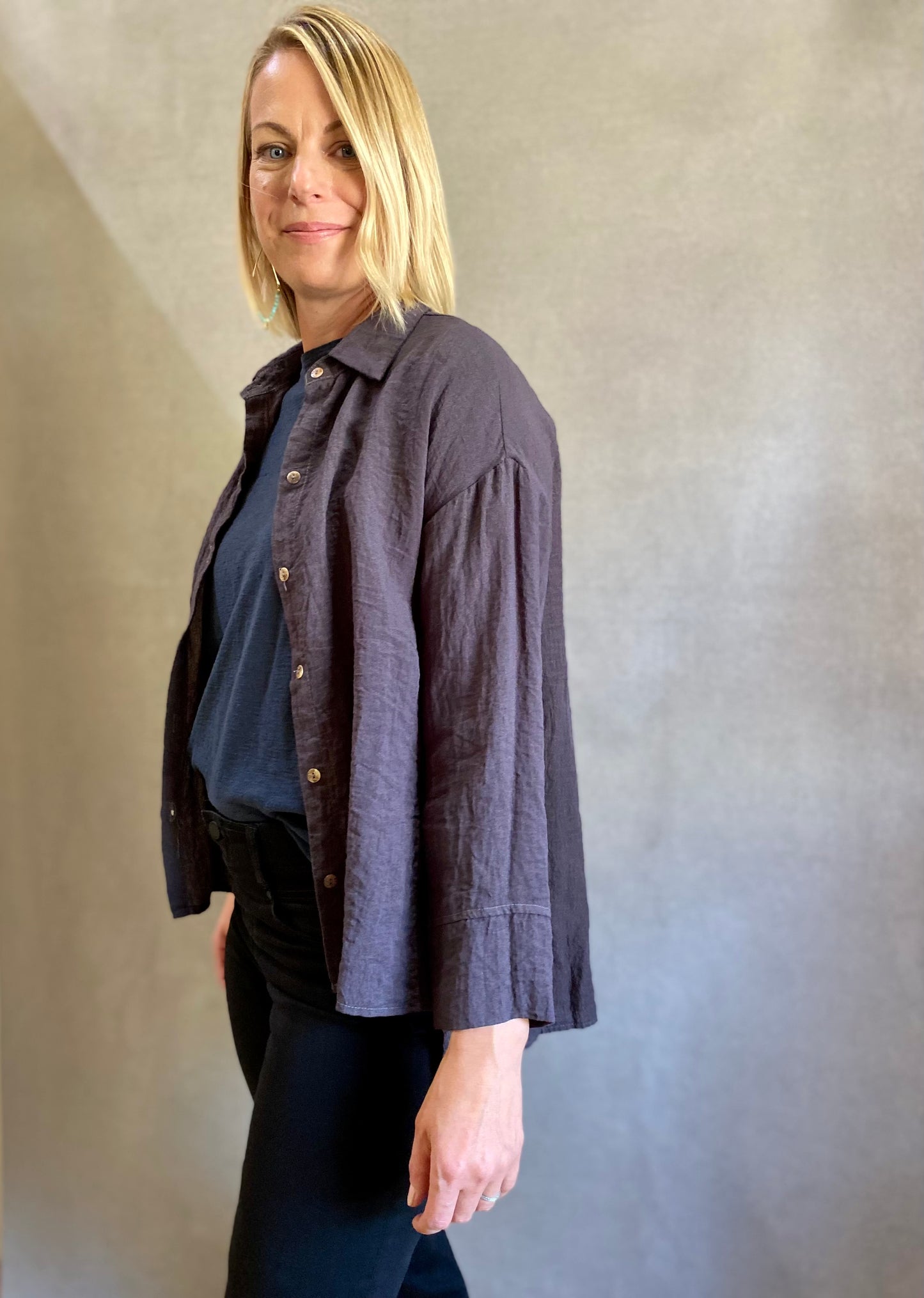 A-Line Split Blouse in Anthracite