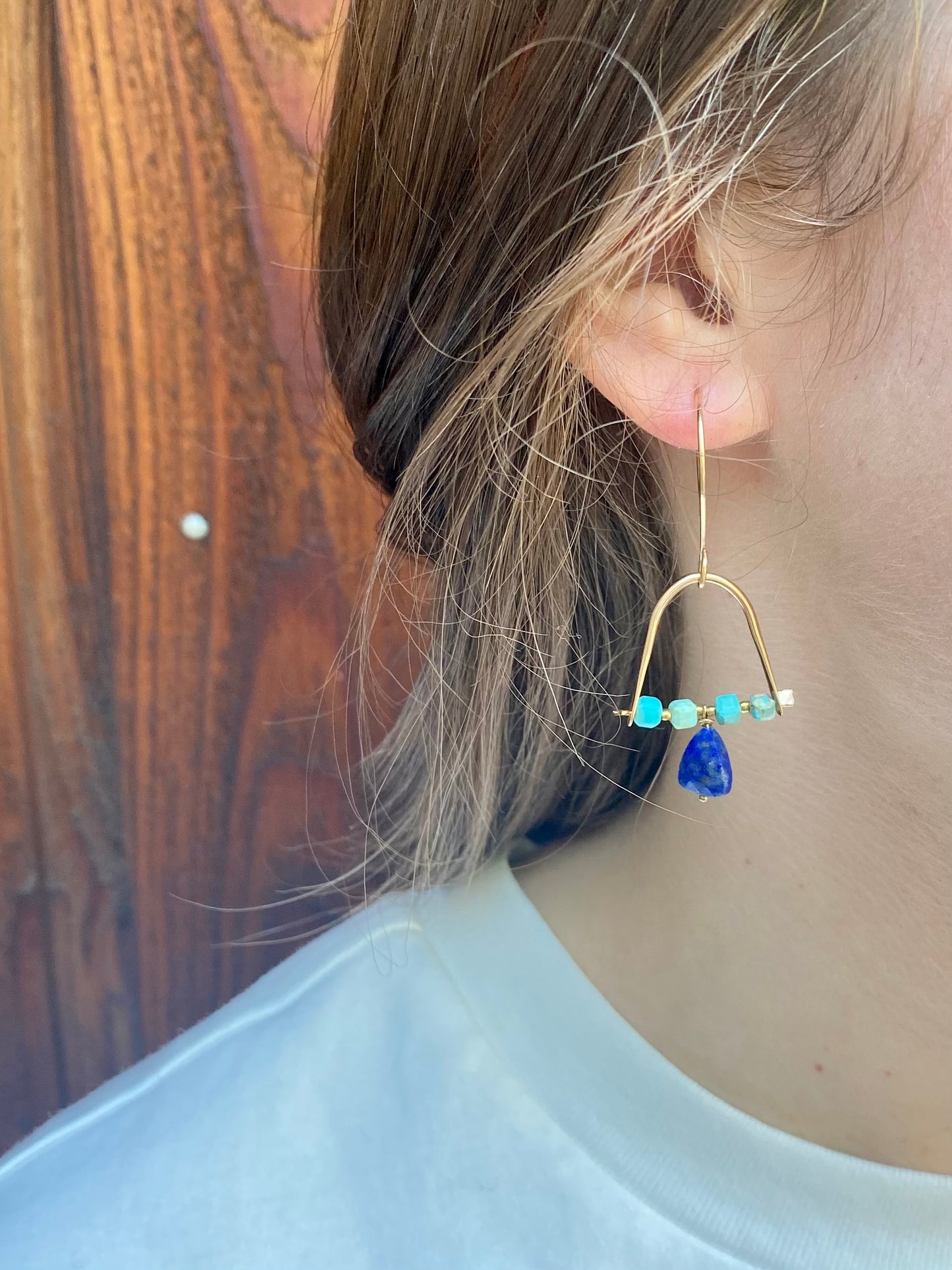 Turquoise & Lapis Dangle Earrings