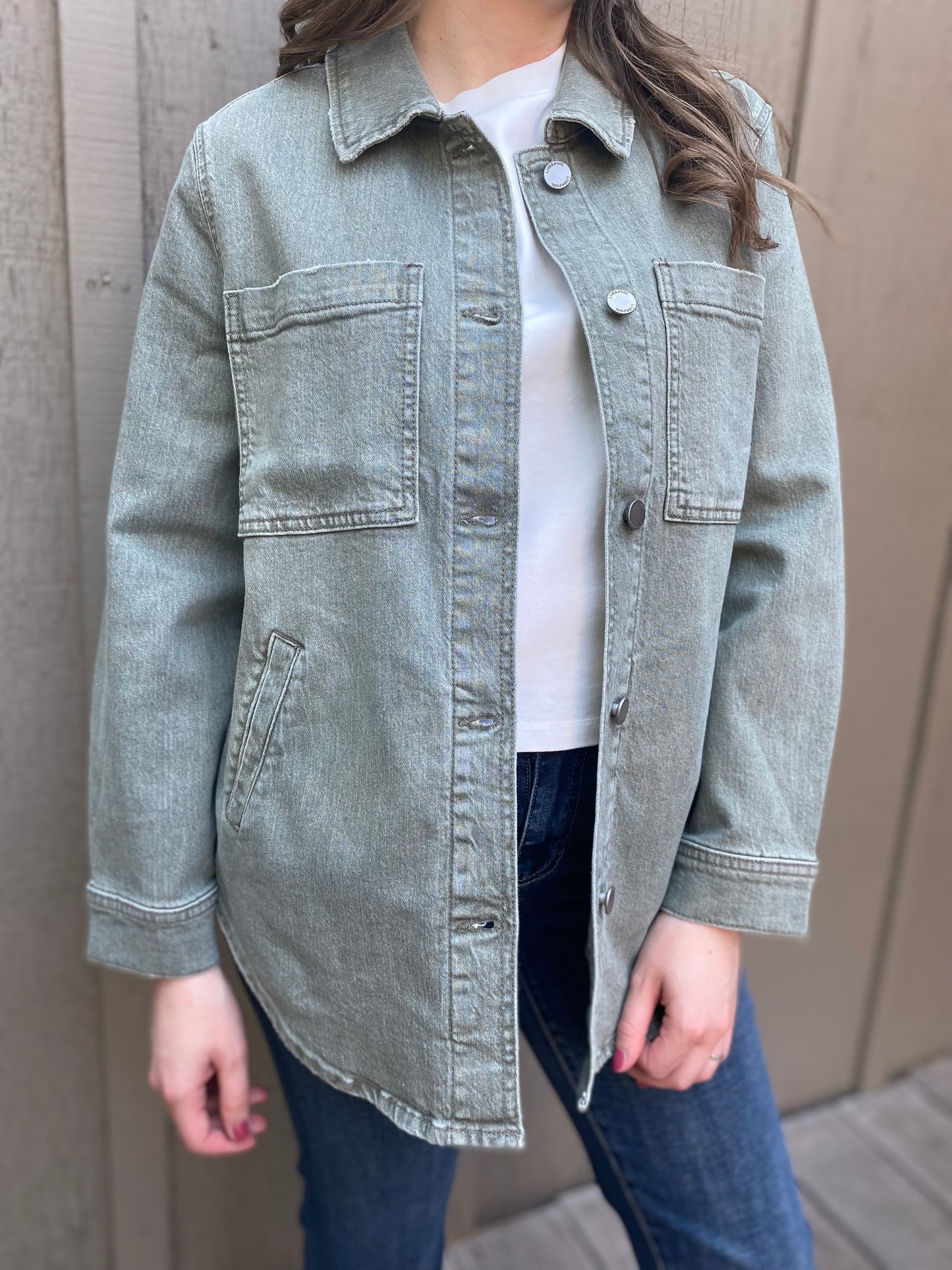 Denim Overshirt in Vintage Green