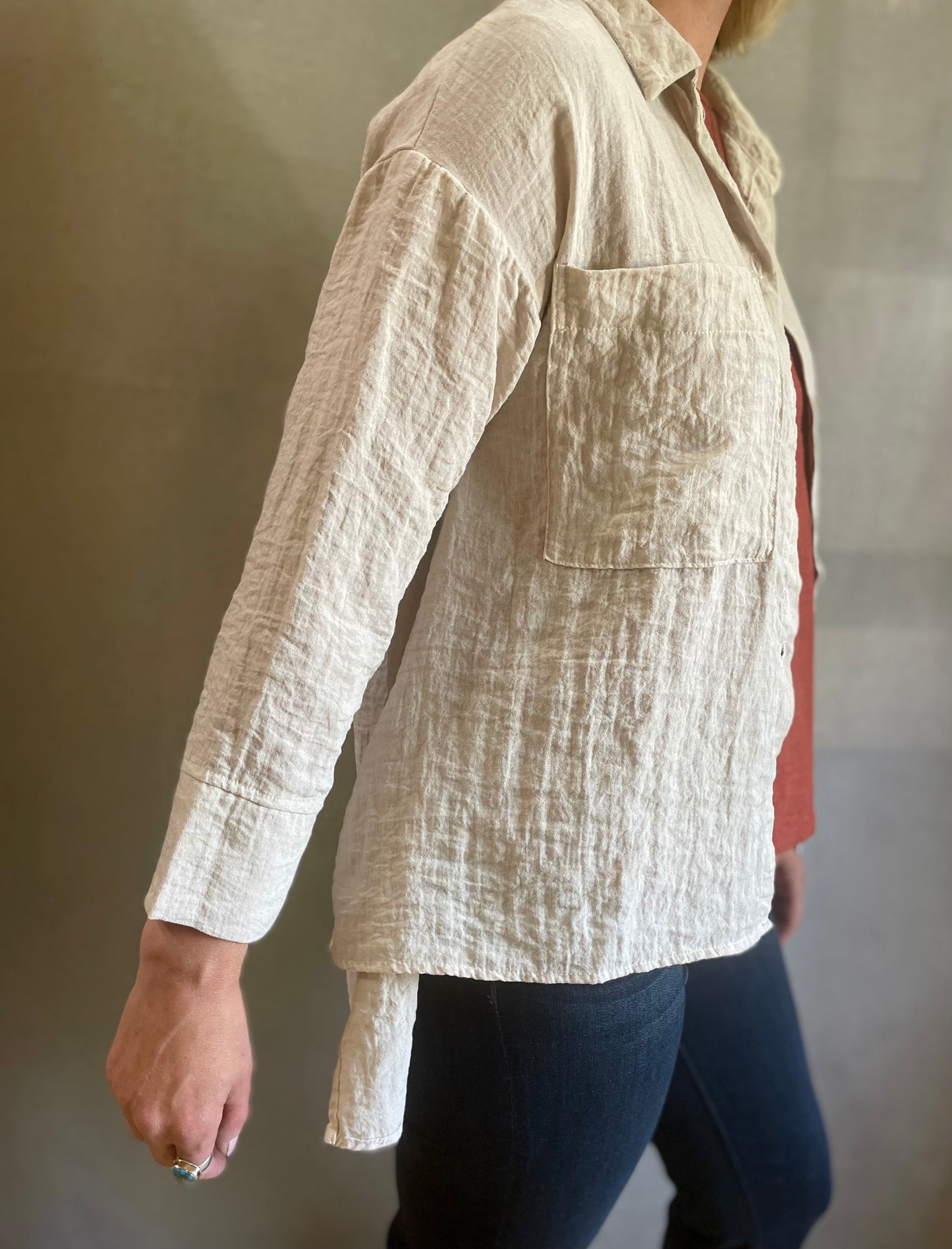 A-Line Split Blouse in Moonbeam