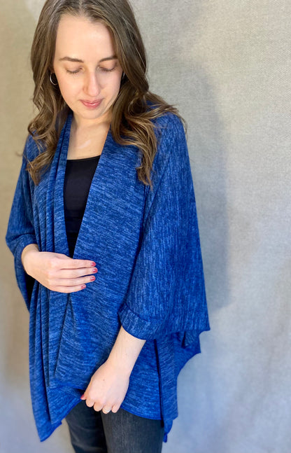 Heather Jersey Knit Wrap in Blue