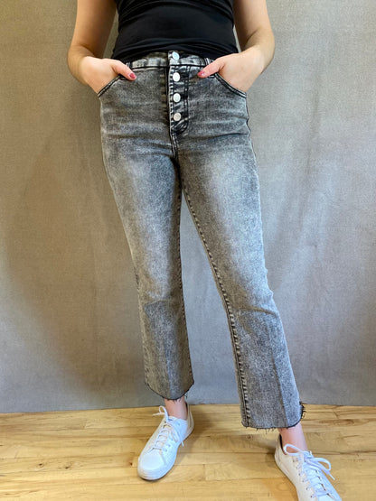 Jeanne High Rise Cropped Flare Jean in Shade