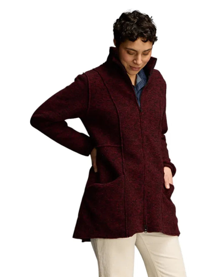 Marled Boiled Wool Zip Jacket in Maraschino | Cut•Loose